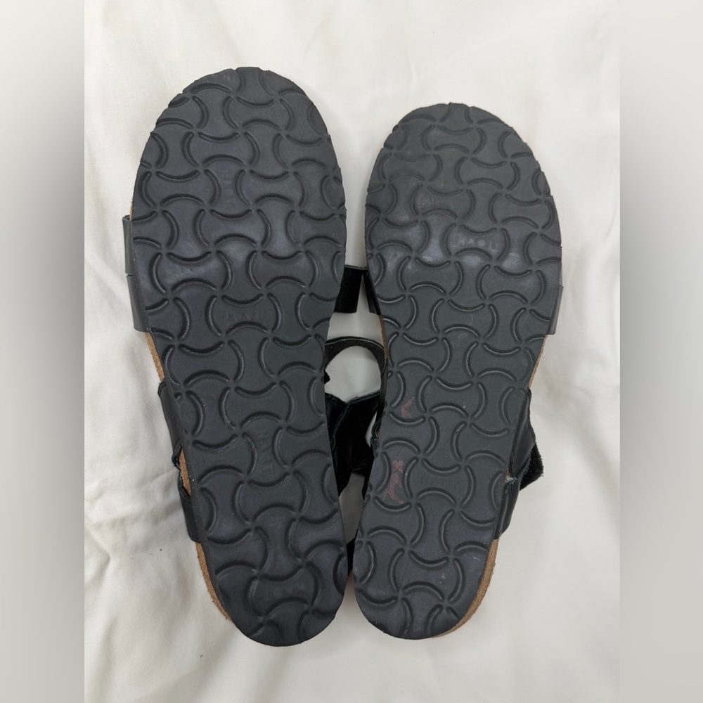 Naot Kayla Black Leather Cork Wedge Sandals Women’s EU 40 US 9 Made in Israel - Picture 8 of 9